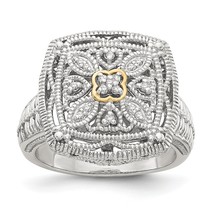 Sterling Silver 14K Gold Diamond Ring - £153.33 GBP