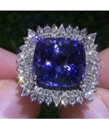 Dazzling Cubic Zirconia Stimulated Blue Silver Plated Ring - $27.99 CAD