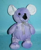 Puli Intl Stuffed Animal Mouse 11&quot; Purple White Plush Bow Black Nose Sof... - £9.30 GBP