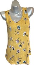 Maurices 24/7 Tank Top Size M Yellow Gold Floral Print Sleeveless Stretch Womens - £12.40 GBP