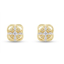 0.06 Ctw Diamond Accent Pave Stud Earrings 14K Yellow Gold over Sterling - £65.02 GBP