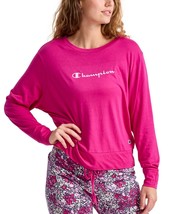 Champion Womens Long-Sleeve Lounge Sleep T-Shirt Size Large Color Pink - £25.45 GBP