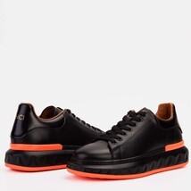 The Linq Black & Orange Leather Men Sneaker image 5