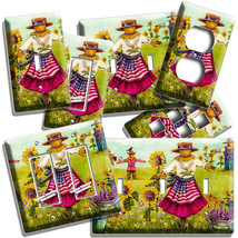 Country Farm Scarecrow Girl Us Flag Apron Light Switch Outlet Wall Plates Decor - £14.14 GBP+
