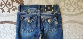 MISS ME GOLD Crystal Rhinestone Embellished Easy Fit Bootcut Jeans 26 X 34 - £31.38 GBP