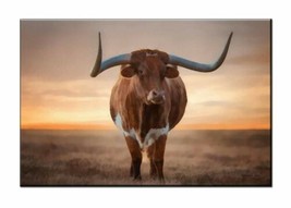 painting Giclee Art Wall Decor Bull Grass Sunset picture Printed Canvas - £7.58 GBP+