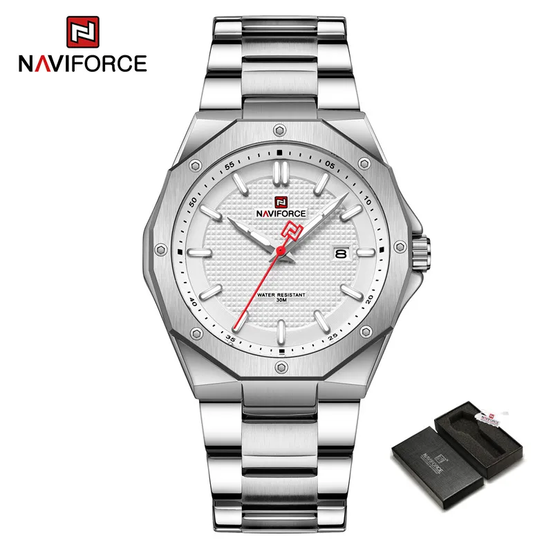 NAVIFORCE  Men Fashion  Waterproof Stainless Steel Male   Durable  Clock - £92.54 GBP