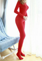Plus Size 200D Velvet Bodystocking Long Sleeve Crotch Closed Bodysuit Jumpsuit - £12.53 GBP