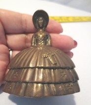 Small 2.75&quot; Antique Victorian Solid Brass Crinoline Lady Bell England - £39.20 GBP