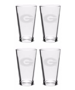 SET OF 4 - Georgia Bulldogs Pub Beer Pint Etched Glasses FREE Decal  - £28.36 GBP