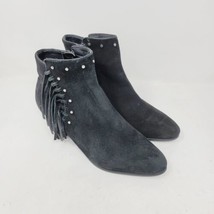 Sam Edelman Womens Black Ankle Booties Side Zip with Fringe Size 5.5 M - $34.87