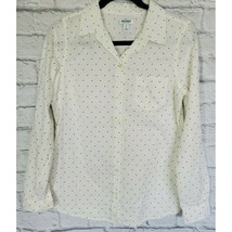 Old Navy Blouse PS Womens White Blue Polka Dot Long Sleeve Collared Button Front - £10.27 GBP