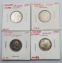 Cayman Islands  Coins Lot 10 Cent different years 1977, 1982, 1987, 1990 - $92.54 MXN