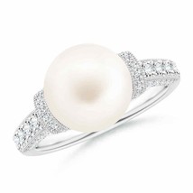 ANGARA Vintage Inspired Freshwater Pearl Ring for Women, Girls in 14K Solid Gold - £1,152.71 GBP