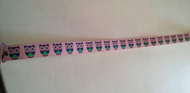 015 Cute Sassy Pink Leather Belt With Owls  Size Large 45&quot; - £12.01 GBP