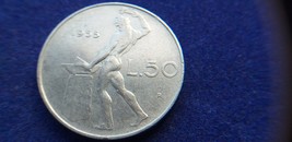 Vintage Italy 1955 coin 50 lire, Italian Republic. A very rare coin. - $89.00