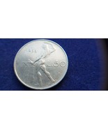 Vintage Italy 1955 coin 50 lire, Italian Republic. A very rare coin. - $1,681.75 MXN