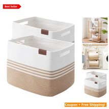Fashionable Cotton Rope Baskets - 42L Double Reinforced 2 Pack Storage S... - $87.07