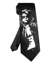 Bon Jovi necktie black satin silk hand-painted tie - $28.00