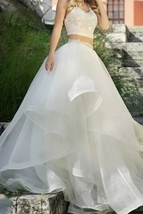 White Layered Tulle Skirt Wedding Party Bridal Plus Size Ruffle Tull Maxi Skirts image 3