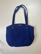 Vera Bradley Quilted Blue Shoulder Bag Purse Lined Pockets Zip Casual Solid - £14.64 GBP