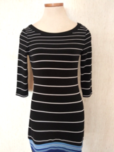 White House Black Market WHBM Size XXS Stretch Poly 3/4 Sleeve Striped D... - $11.76