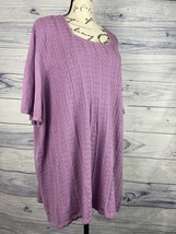 Maggie Barnes Short Sleeve Cable Knit Sweater Women 4X 30/32 Purple Square Neck - £10.62 GBP