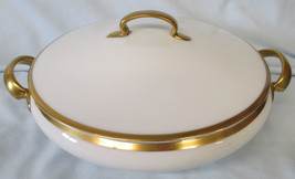 Hutschenreuther White &amp; Gold Norfork Round Covered Serving Dish 9 3/4&quot; - £30.35 GBP