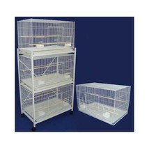 Lot of 4 Medium Breeding Cages with One 3 Tie Stand in White - £544.79 GBP