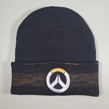 Overwatch Hat Black And Gold Stretch Beanie White And Gold Logo Polyester - £10.06 GBP