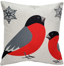 Winter Finch Peaceful Birds Christmas Pillow, Complete with Pillow Insert - £49.78 GBP