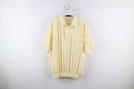 Vtg 90s Streetwear Mens Size Large Striped Collared Pullover Polo Shirt Yellow - £35.57 GBP