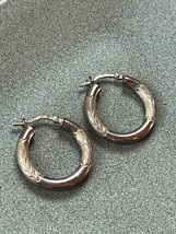 Estate 925 Marked Hollow Etched Sterling Silver HOOP Earrings for Pierced Ears – - £15.30 GBP