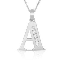 14K Solid White Gold Block Initial "A" Letter Charm Pendant & Necklace - $79.99+