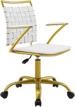 Modway Fuse Webbed Back Faux Leather and Gold Metal Adjustable Office Chair in - £127.33 GBP