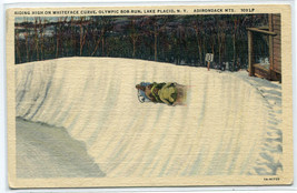 Olympic Bob Sled Run Riding High Whiteface Curve Lake Placid New York postcard - £5.12 GBP