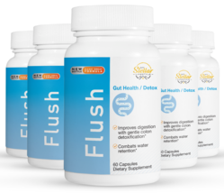 5 Pack Flush, helps digestion detox &amp; combats water retention-60 Capsule... - £122.50 GBP