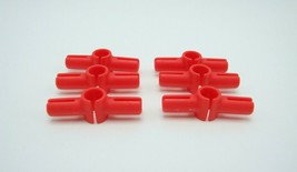 Tinkertoy 6 Connector Clips Red Replacement Parts Plastic Tinker Toy Pieces - £3.48 GBP