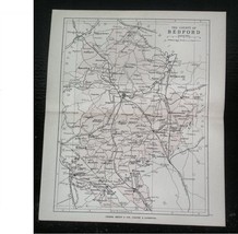 1884 Antique Map Of The County Of Bedford Bedfordshire / Luton / England - £14.11 GBP