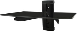MegaMounts Black Tempered Glass Shelf Single Stud Wall Mount Adjustable - 22 lbs - £31.98 GBP
