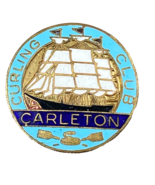 Carleton Curling Club Curlers  Enamel Medal Pin Sailing Boat 1950s Rare - £7.76 GBP
