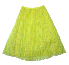 NWT J.Crew Tulle A-line Midi in Lemon Blue Metallic Glitter Dot Pleated Skirt 6 - £57.55 GBP