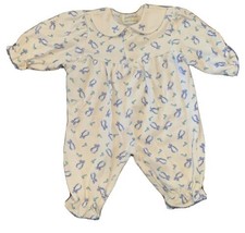 Vintage Lord And Taylor Small Creations Romper Size 3-6 Months White BLU... - $15.88