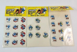 Vintage 1982 Scratch &#39;N Sniff Smurfy 3 Packs Smurf Stickers Peyo Root Beer Mint - £156.44 GBP