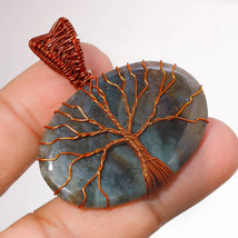 Moss Agate Gemstone Ethnic Wire Wrapped Handcrafted Pendant Copper 1.70&quot; SA 1484 - £3.97 GBP