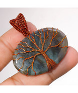 Moss Agate Gemstone Ethnic Wire Wrapped Handcrafted Pendant Copper 1.70&quot;... - £3.94 GBP