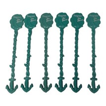 Seagram Sea Breeze Cocktail Drink Swizzle Stick Anchor &amp; spoon 6 Nautical Teal - £18.68 GBP