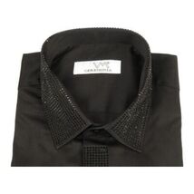 Men CEREMONIA Formal Shirt Rhinestone 100% Cotton Turkey #stn 15 tsb Black Fancy image 2