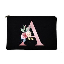 Pink Letter Flower Print Makeup Bags Travel Cosmetic Cases Toiletries Storage Po - £6.77 GBP