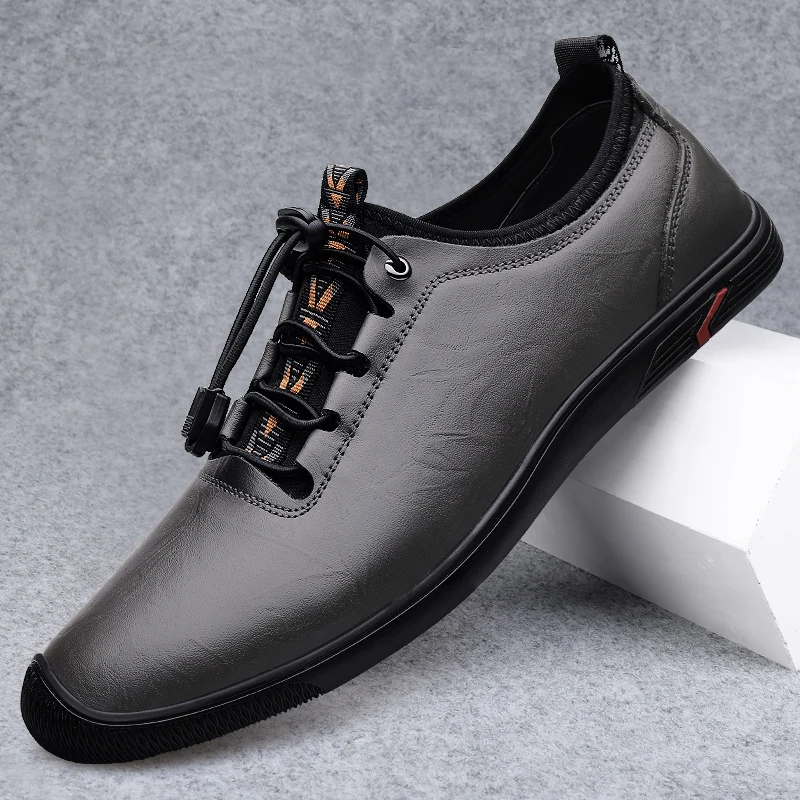 Leather Casual Shoes Men&#39;s Lace Up Shoes Casual Fashion Sneakers Comfort... - $75.59